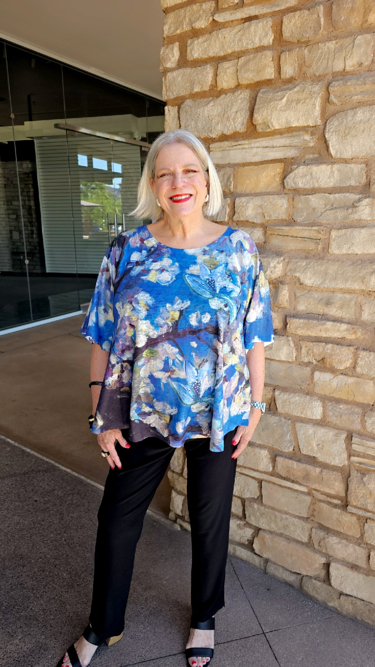 Et' Lois Blue Printed Apple Top C2007-1330