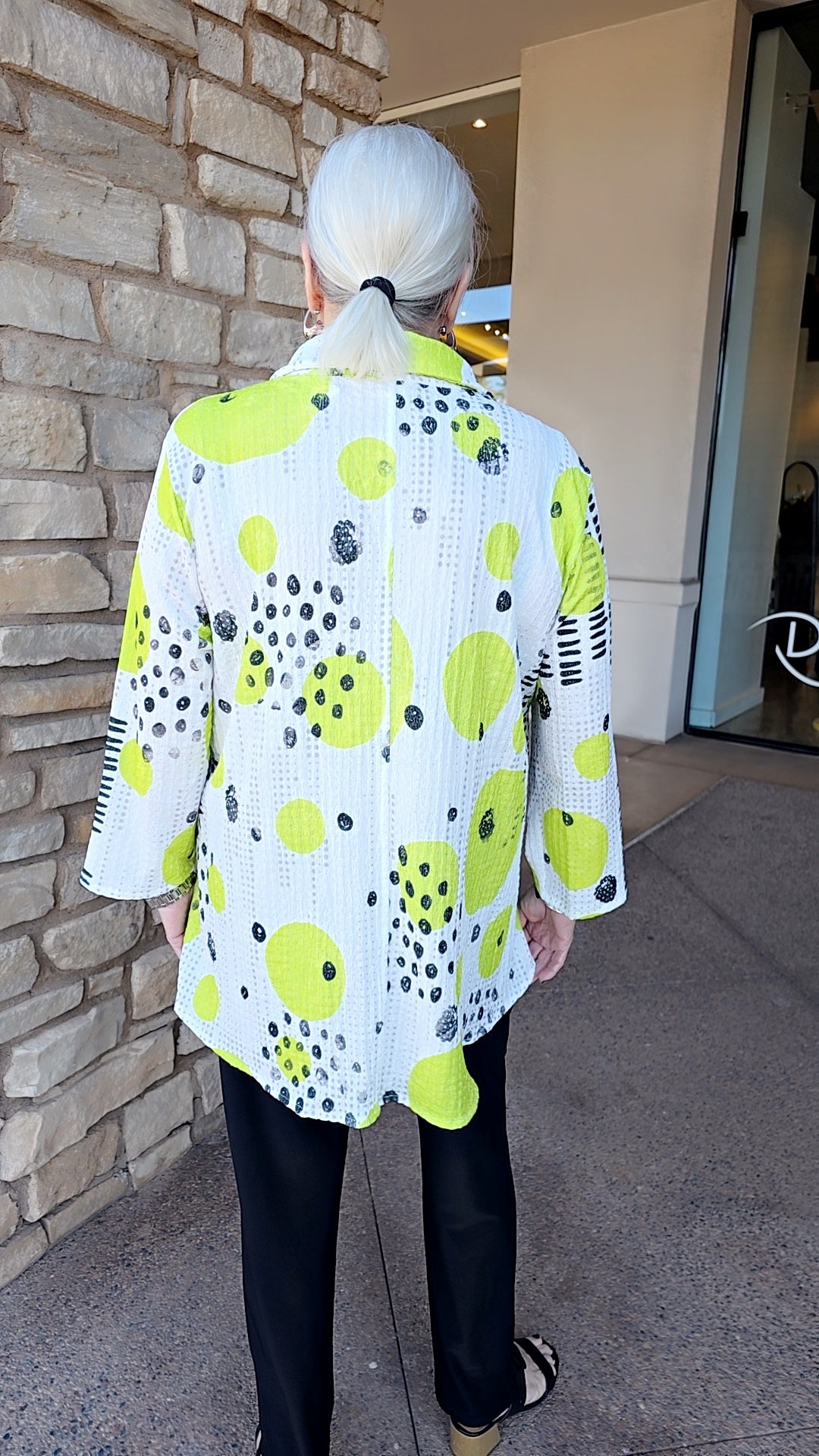 Et' Lois Plus Size White/Lime Dot Textured Shirt M135390-1080