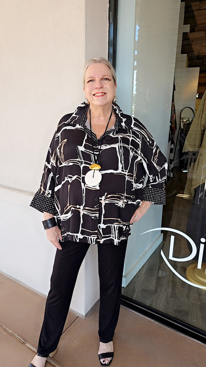 Lemongrass Black Print Big Shirt WT565A