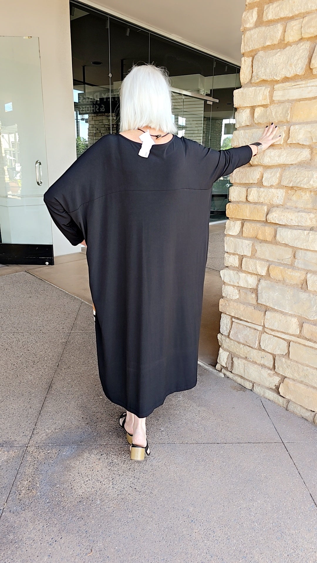 IC Collection Black/Ivory Pullover Dress 7388D