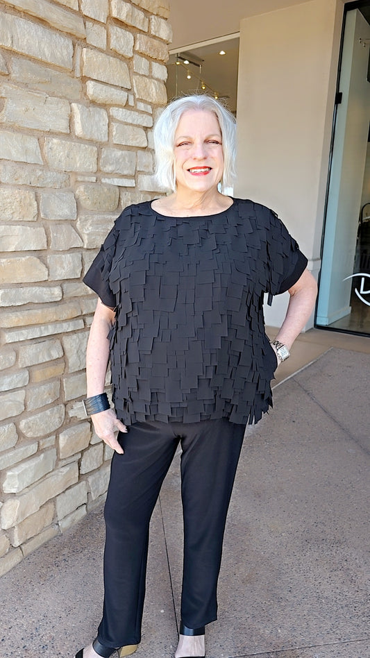 Terra Black Tiled Short Sleeve Top T5621