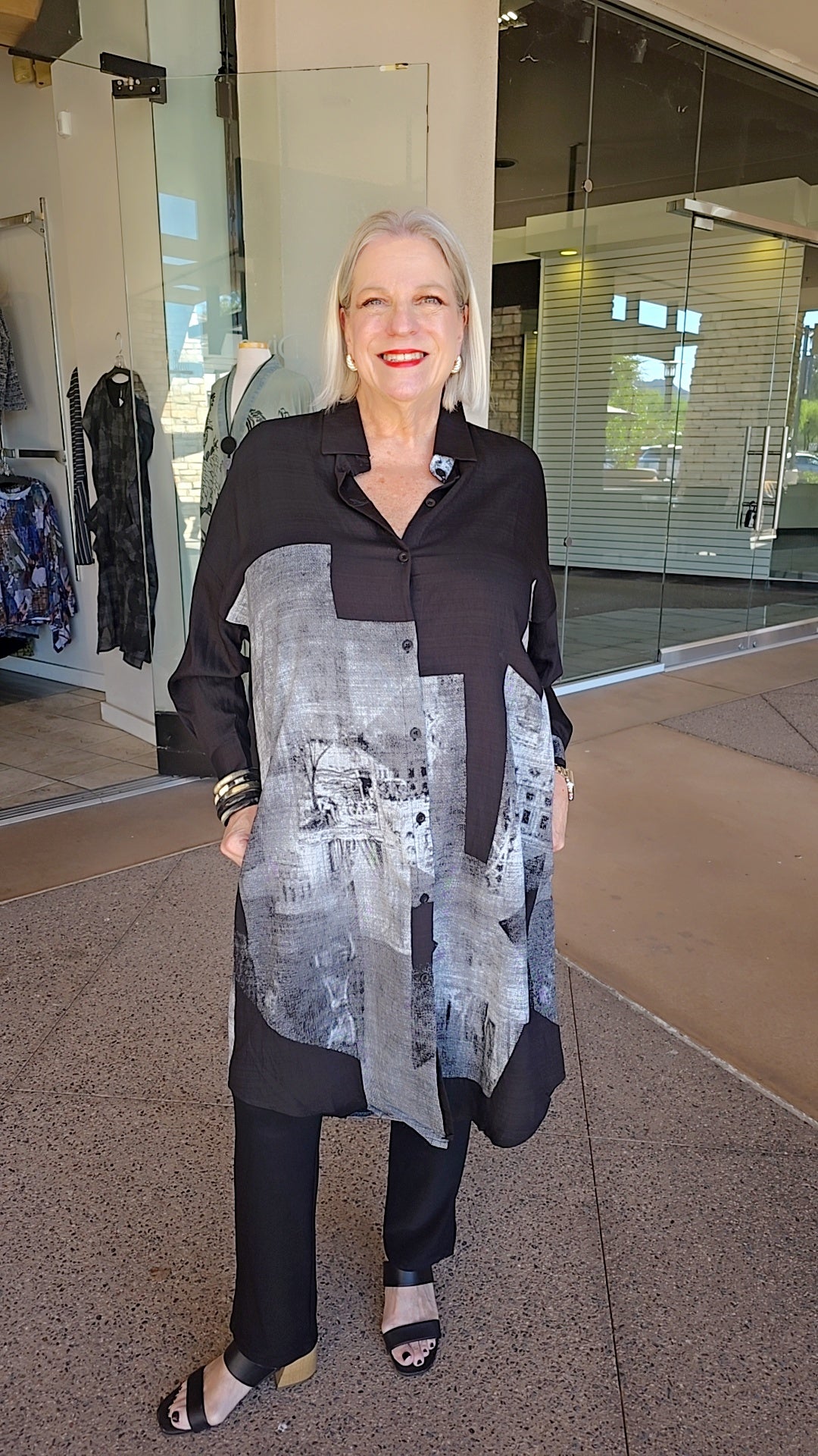 Terra Black/Grey Long Dress/Kimono T2642