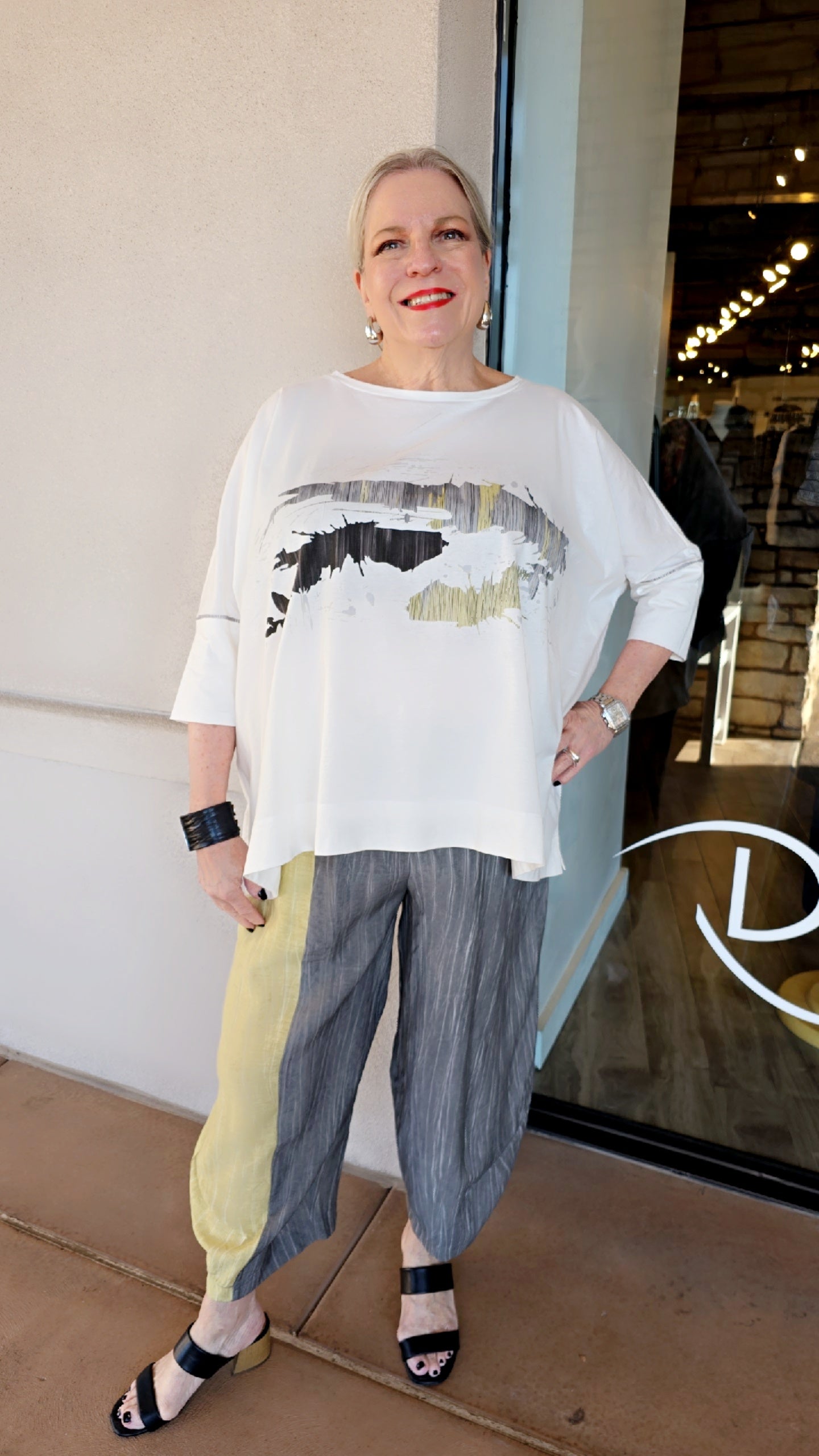 Ozai Color Block Crinkle Pull On Pant 860108