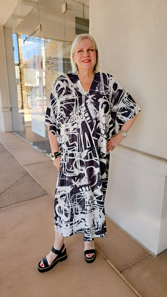 Et' Lois Black/White Print Lily Dress C7511-1171