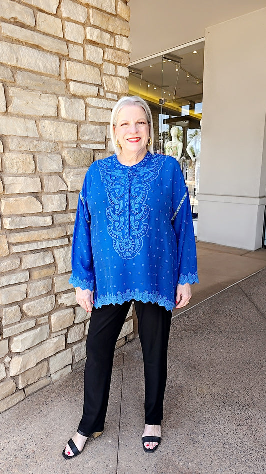 Johnny Was Admiral Blue Ella Blouse C15026-2