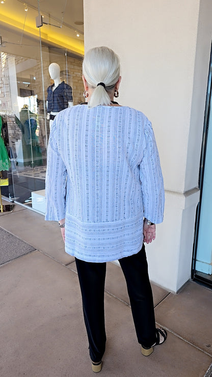 Cut Loose White/Black Linen/Cotton 2 Pocket Top 5147691