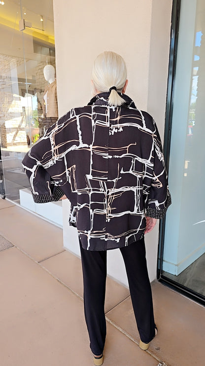 Lemongrass Black Print Big Shirt WT565A