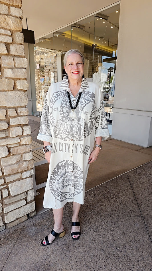 Jaded Gypsy Cream/Grey Never Ending Fields Duster JG-5233