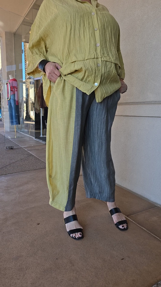 Ozai Color Block Crinkle Pull On Pant 860108