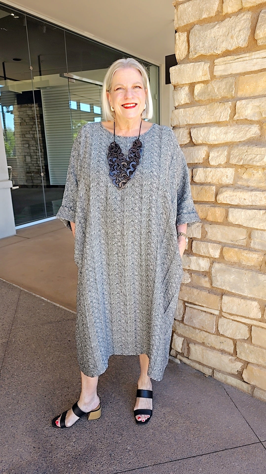 Igor Black/White Herringbone Pullover Dress W26-63