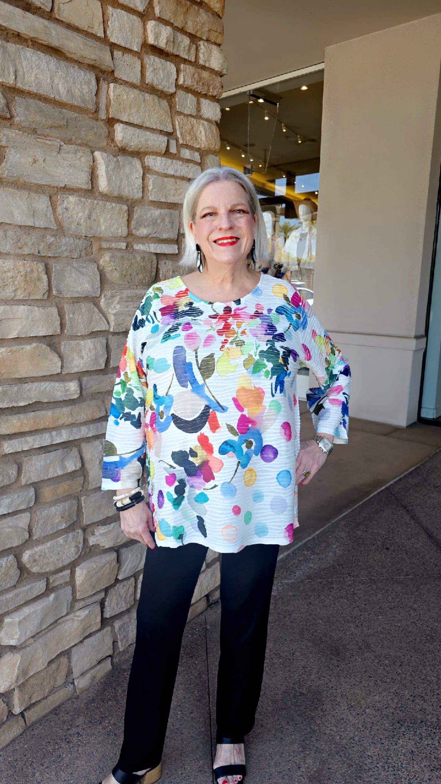 Et' Lois Printed Pullover Textured Top BW2001-410