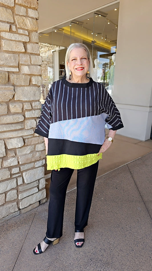 Moonlight Black/Lime Color Block Pullover Tunic 4045