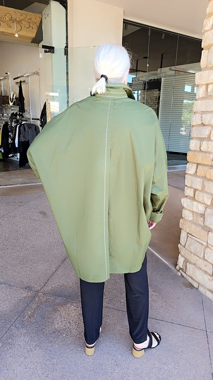 Kedem Sasson Green Half Button Oversized Shirt P45