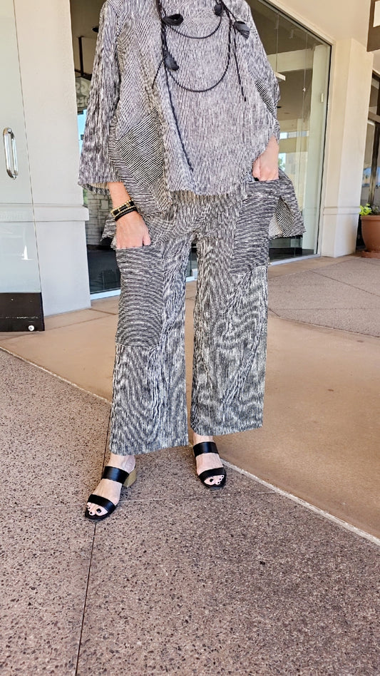 Niche Plus Size Black/White Striped Pocket Vargo Pant 1221600