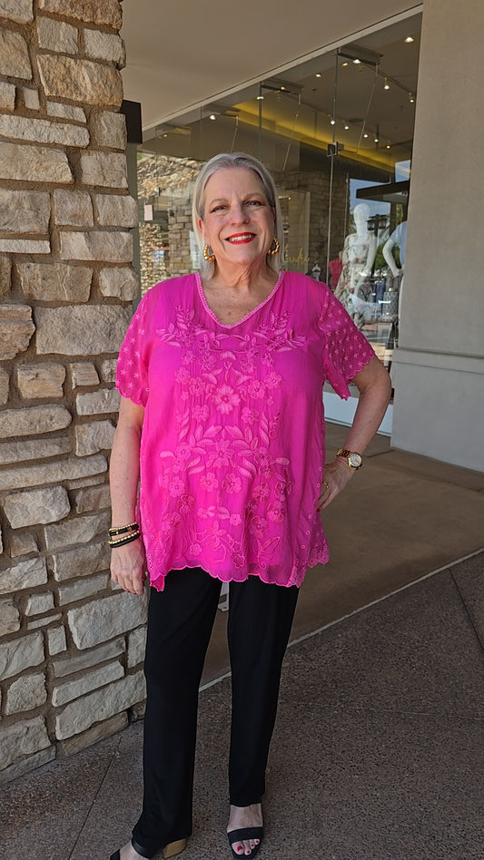 Johnny Was Fuchsia Aubrey Top C10626-2