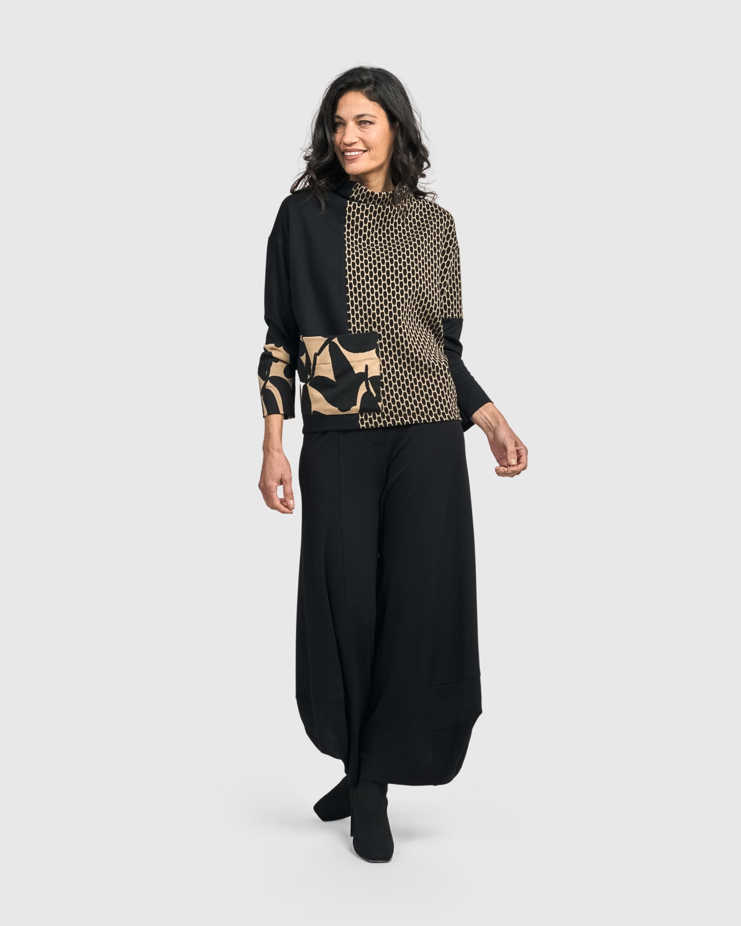 Alembika Mix High Neck Pullover Top AT617M