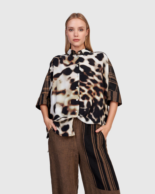 Alembika Leopard Button Front Shirt ST800L
