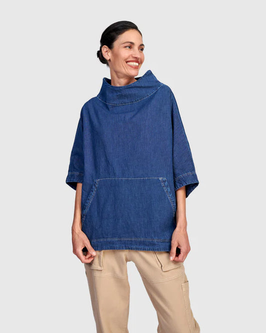 Alembika Denim High Neck Pocket Shirt ST820D