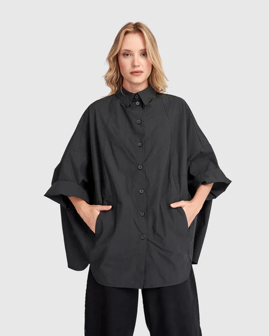 Urban Black High Low Balloon Back Blouse UT100B