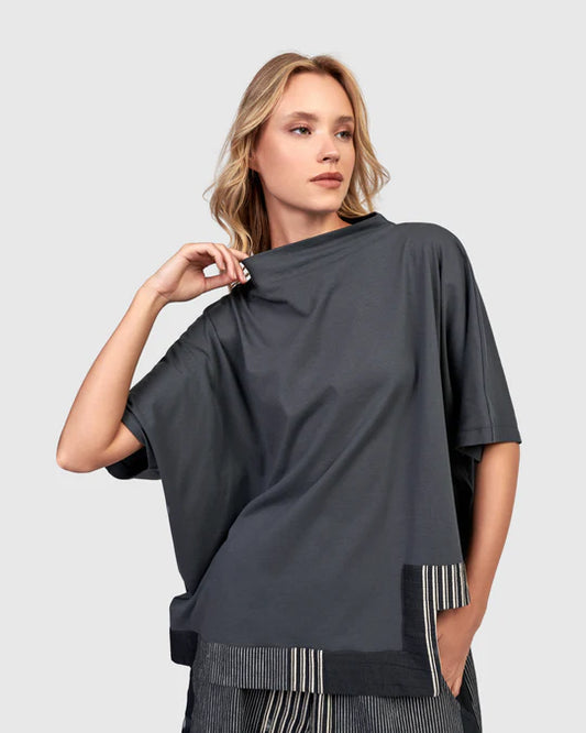 Urban Grey Oversized Striped Top UT102G
