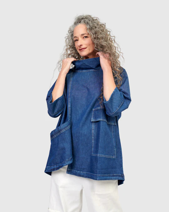 Alembika Denim Pocket Cowl Neck Tunic ST722D