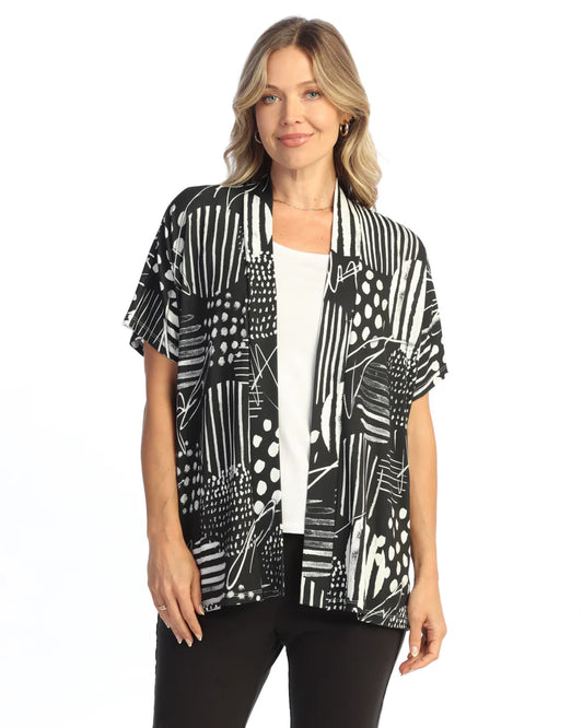 Jess N Jane Black/White Printed Button Front ShirtTY5-2198