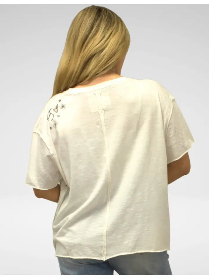 Caite & Kyla Plus Size White Uma Tee KSBHC37