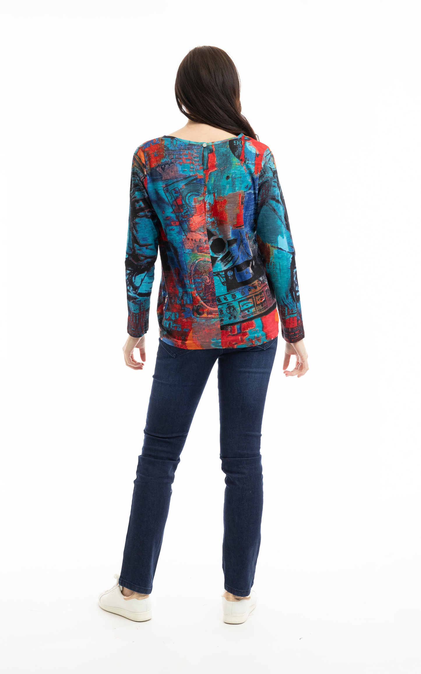 Orientique Plus Size Retro V-Neck Tee 23013