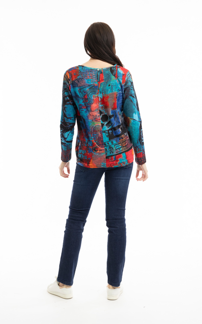 Orientique Plus Size Retro V-Neck Tee 23013