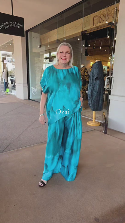 Ozai Seafoam Side Zip Palazzo PANT 860498