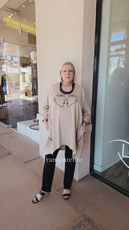 Transparente Beige Face Sweatshirt 912006