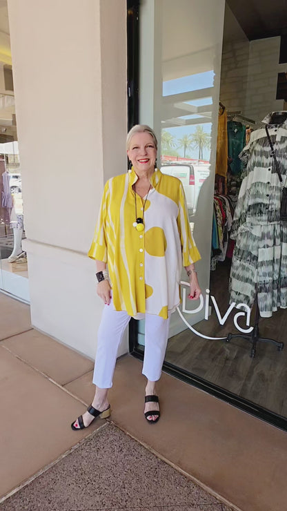 Lyng Designs Mustard Dot Button Front Tunic AS1322R