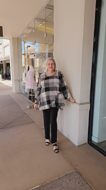 Moonlight Ivory/Black Plaid Pullover Tunic 2178-M