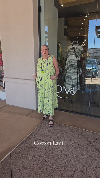 Cotton Lani Limeade Sleeveless Pocket Dress MX7499