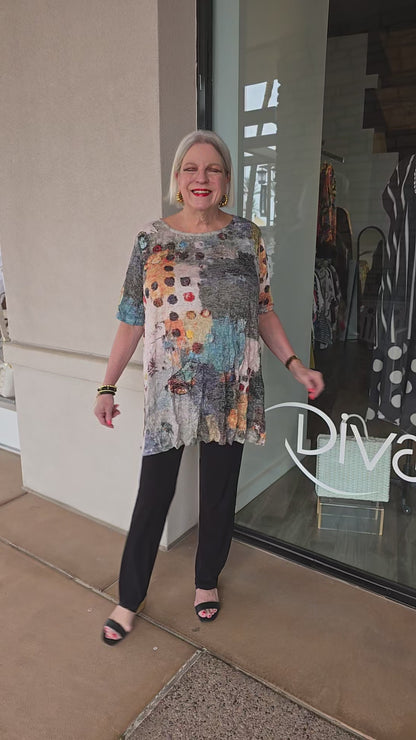 3 Potato FLWB Crinkle Long A-Line Tunic J002