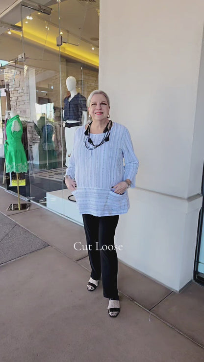 Cut Loose White/Black Linen/Cotton 2 Pocket Top 5147691