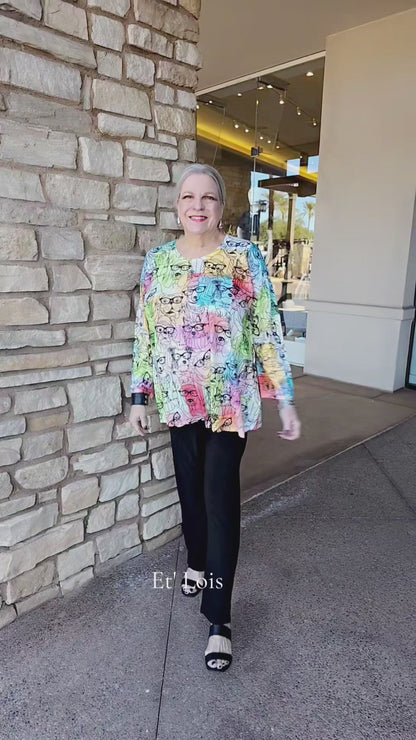 Et' Lois Plus Size Dog in Glasses Honey Top C3140-1265