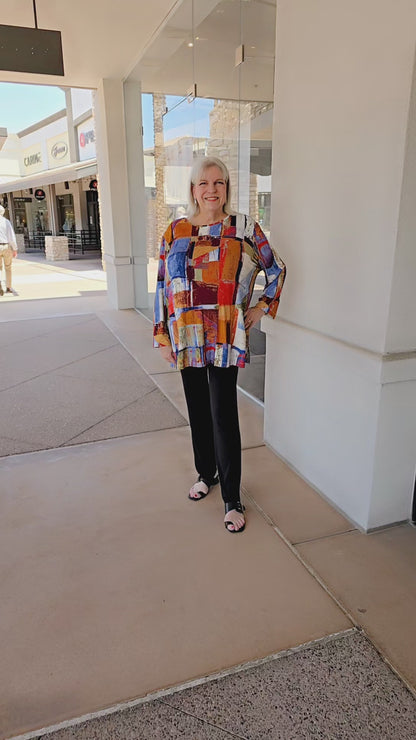 Multiples Plus Size Multi 3/4 Slv Scoop Neck Top M35503TW