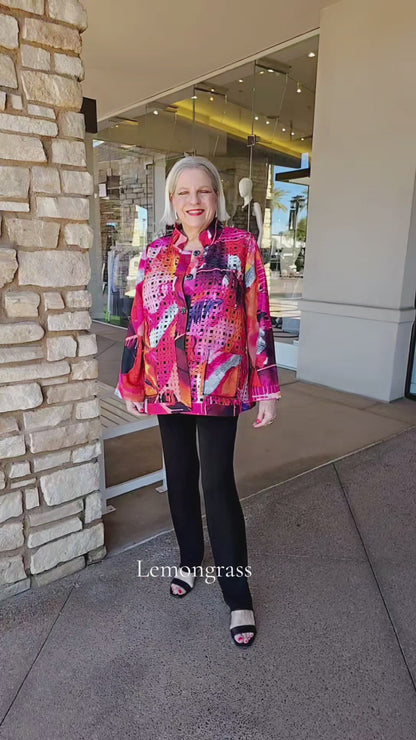 Lemongrass Rose Red Square Hole Reversible Jacket S6WJ7405