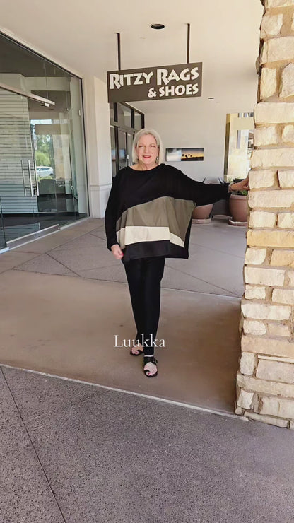 Luukka Plus Size Black/Olive 2 Tone Rane Top 25K1132
