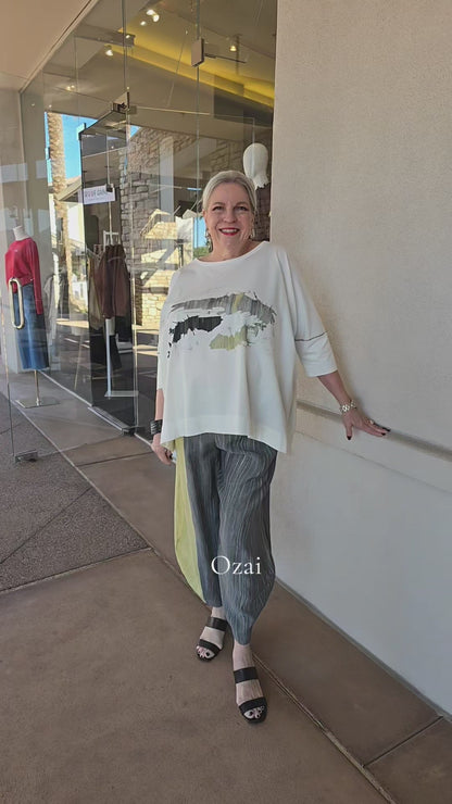 Ozai White Barcode Pullover Top 860158