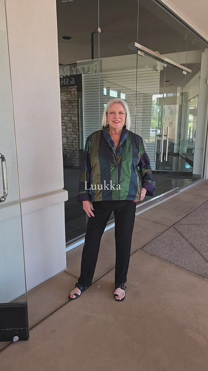 Luukka Plus Size Multi Striped Button Front Jacket 25K327