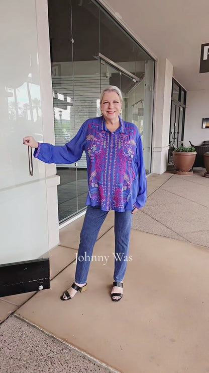 Johnny Was Clematis Blu Luisa Shirt C18425-E