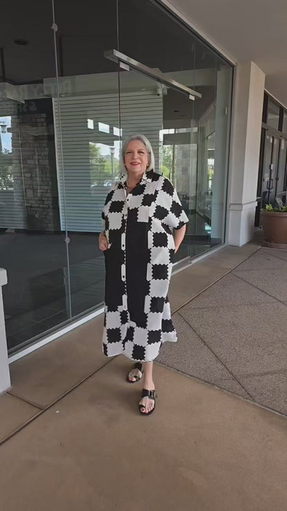 Vanite Couture Black/White Button Front Dress 3629