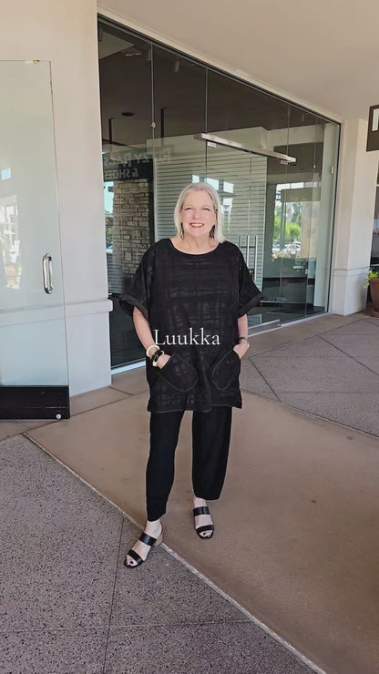 Luukka Black Sheer Solara Burnout Knit Top C25K1113