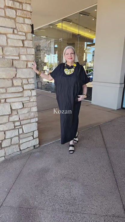 Kozan Plus Size Black Textured Stetson Dress SP-1784