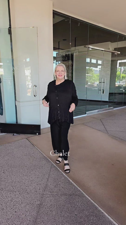 Chalet Plus Size Black Crinkle Linda Top C45088