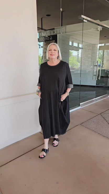 Alembika Black Denim Pullover Balloon Dress SD822B