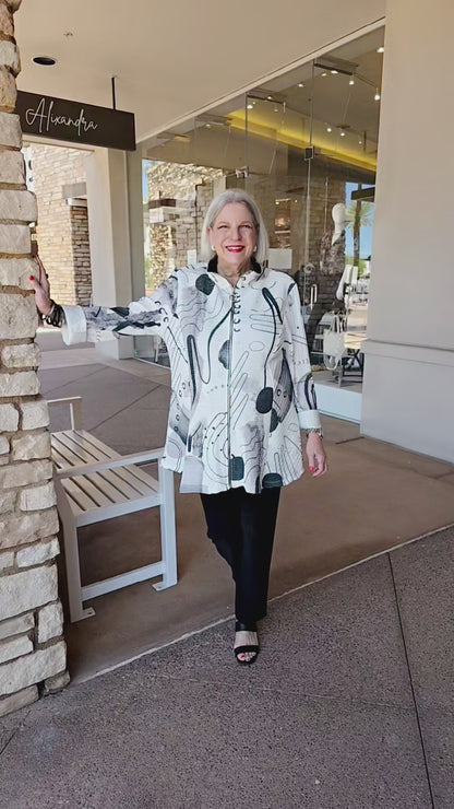 Et' Lois White/Black Printed Textured Zip Jacket GR6704-1170