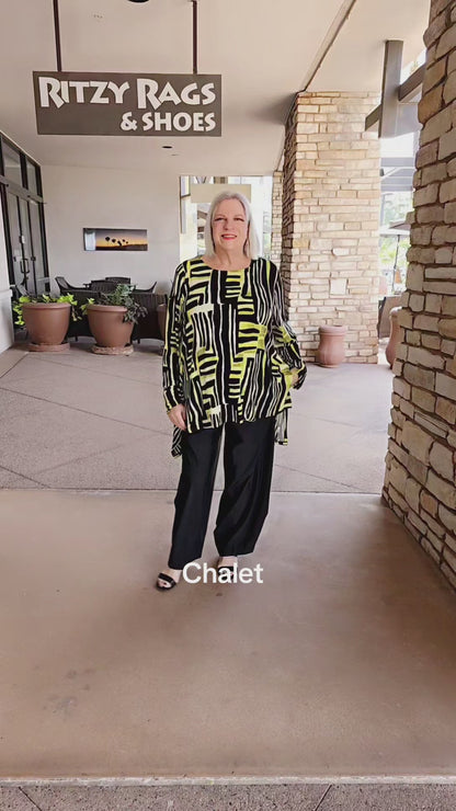 Chalet Plus Size Black/Lime Reanna Tunic Y42618
